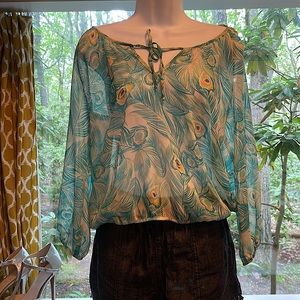 Vintage H&M sheer peacock feather top.